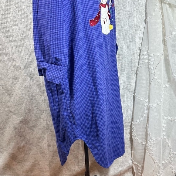 Vintage Disney Store mickey mouse and snowman blue plaid nightshirt size M - Picture 8 of 11